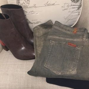 ✨ Moving sale 🚗- 7 For All Mankind Custom Metallic Dusted Skinny Jeans, Size 4